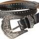 Western Belt PU Leather Strap Vintage Buckle Rivet Studded Cowboy Belt Fashion Accessory 25mm